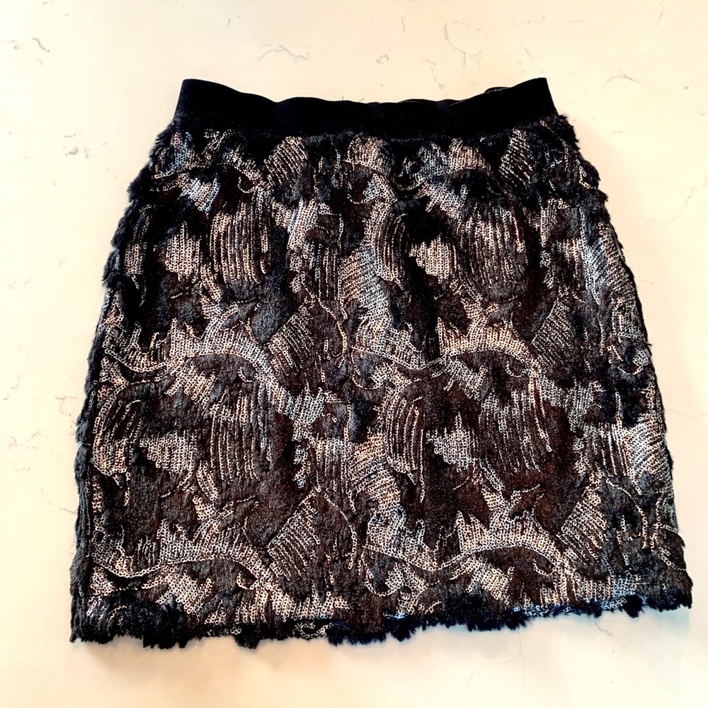 Zara Velvet Sequin Silver Black Mini Skirt